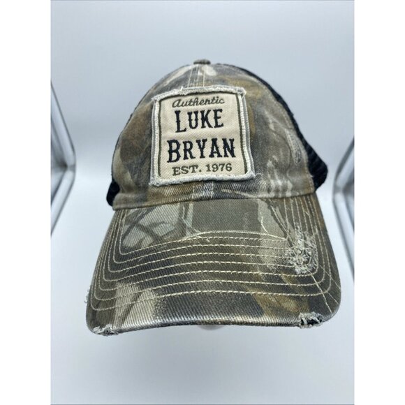 Luke Bryan Camo Mesh-back Adjustable Adult Baseball Cap Hat Hook-Loop Trucker - Picture 1 of 12